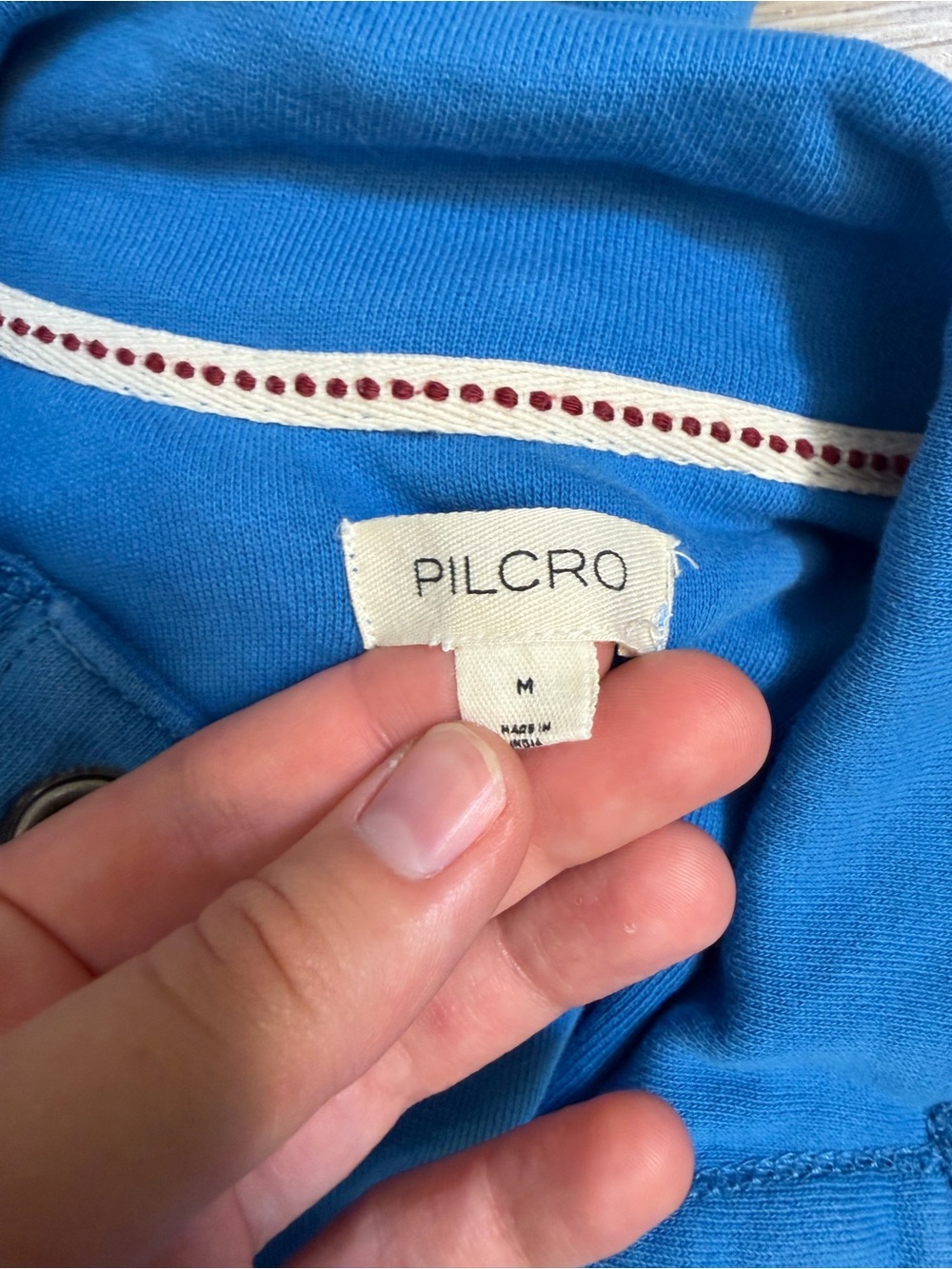 Pilcro Bright Blue Button-Detail Pullover Bomber Sweatshirt - Picture 4 of 5